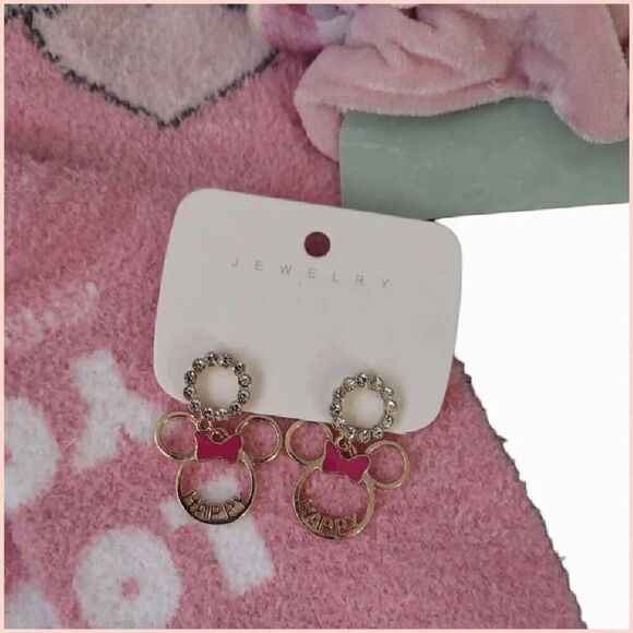 Disney Pink Mickey Socks Minnie Earrings And Hair Scrunchies Bundle NWT - Picture 11 of 13